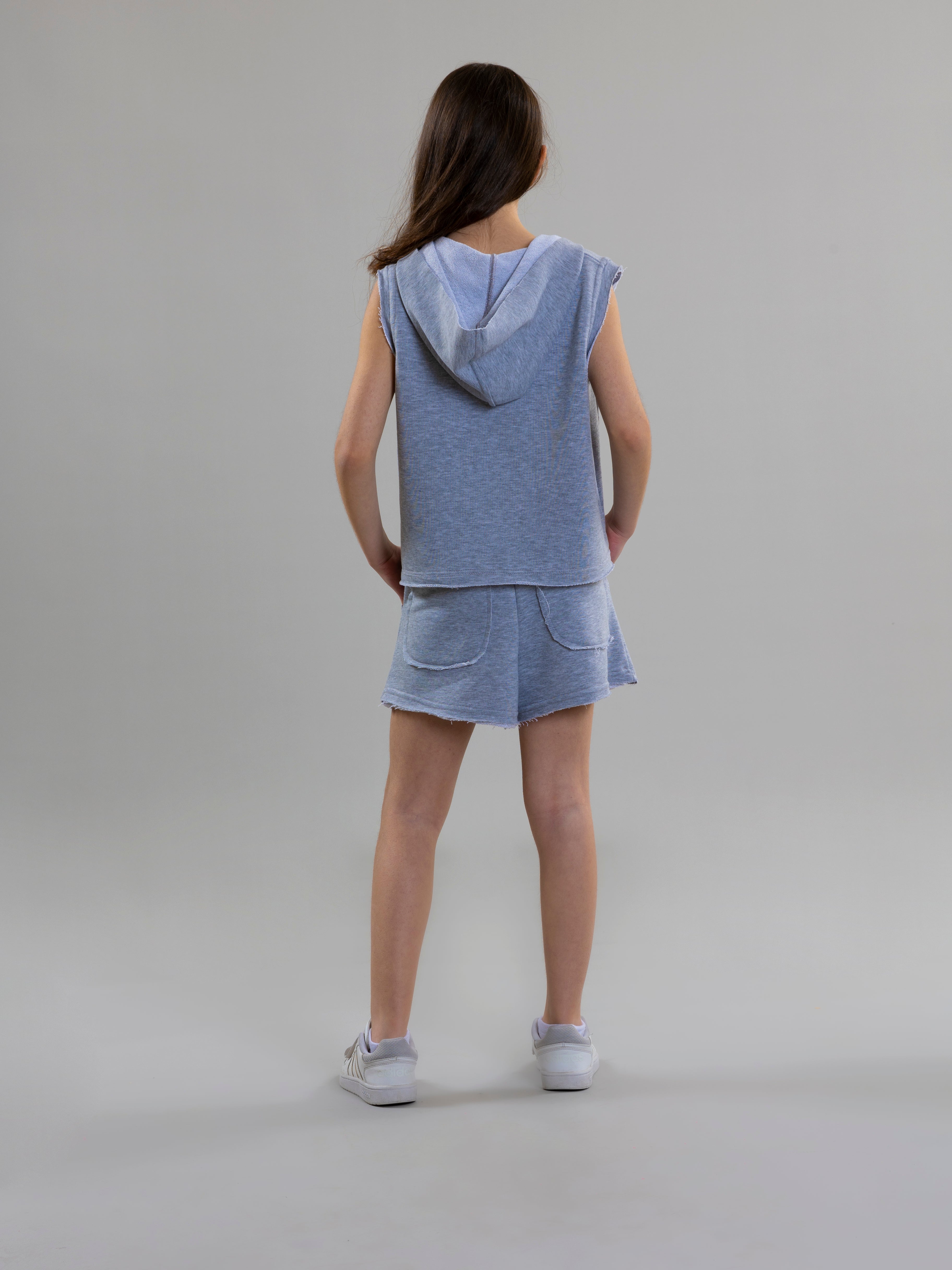 Butterfly Sleeveless Sweatshirt For Girls - Grey