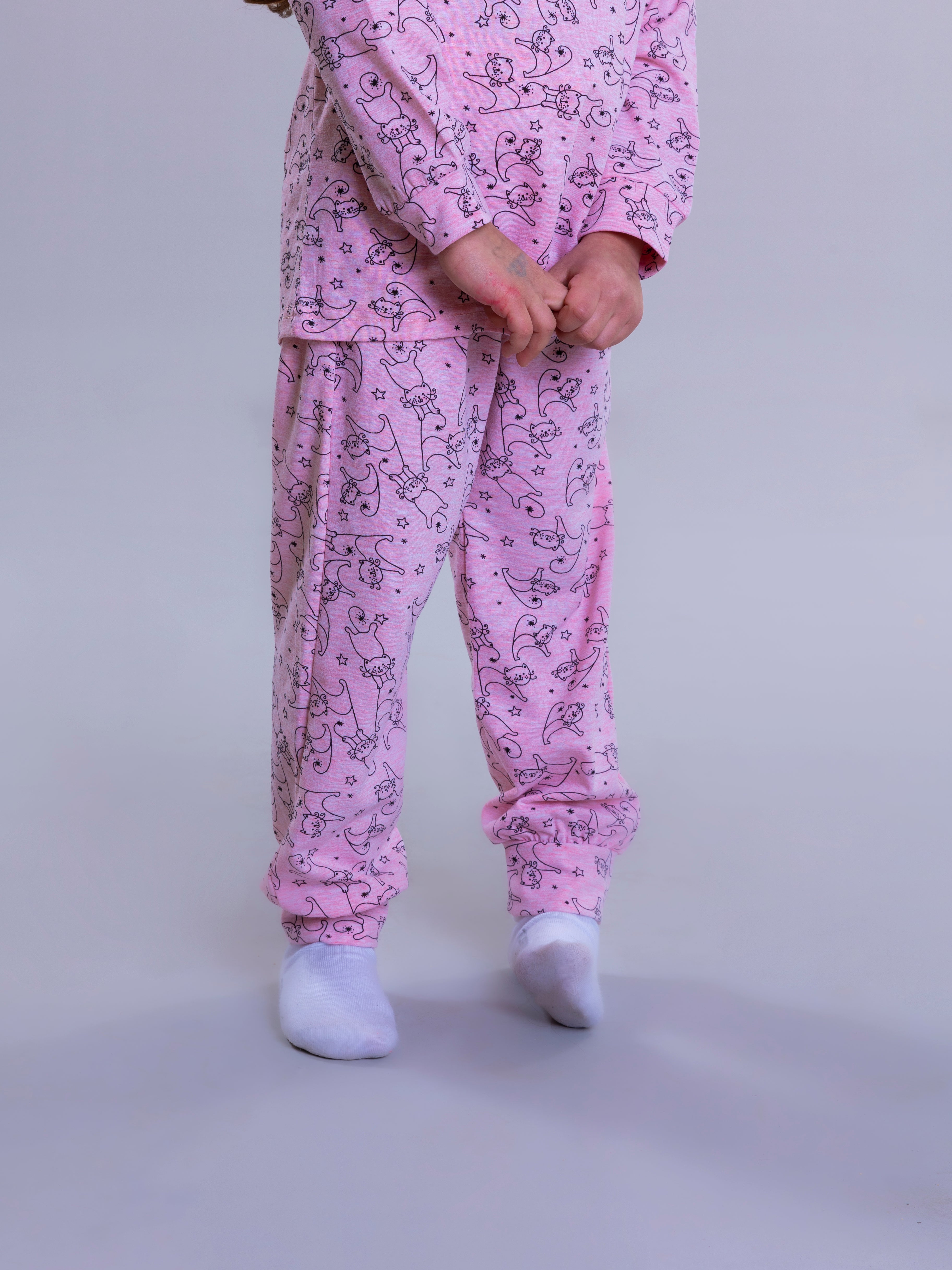Cat Pyjama Set For Girls - Pink - Pear