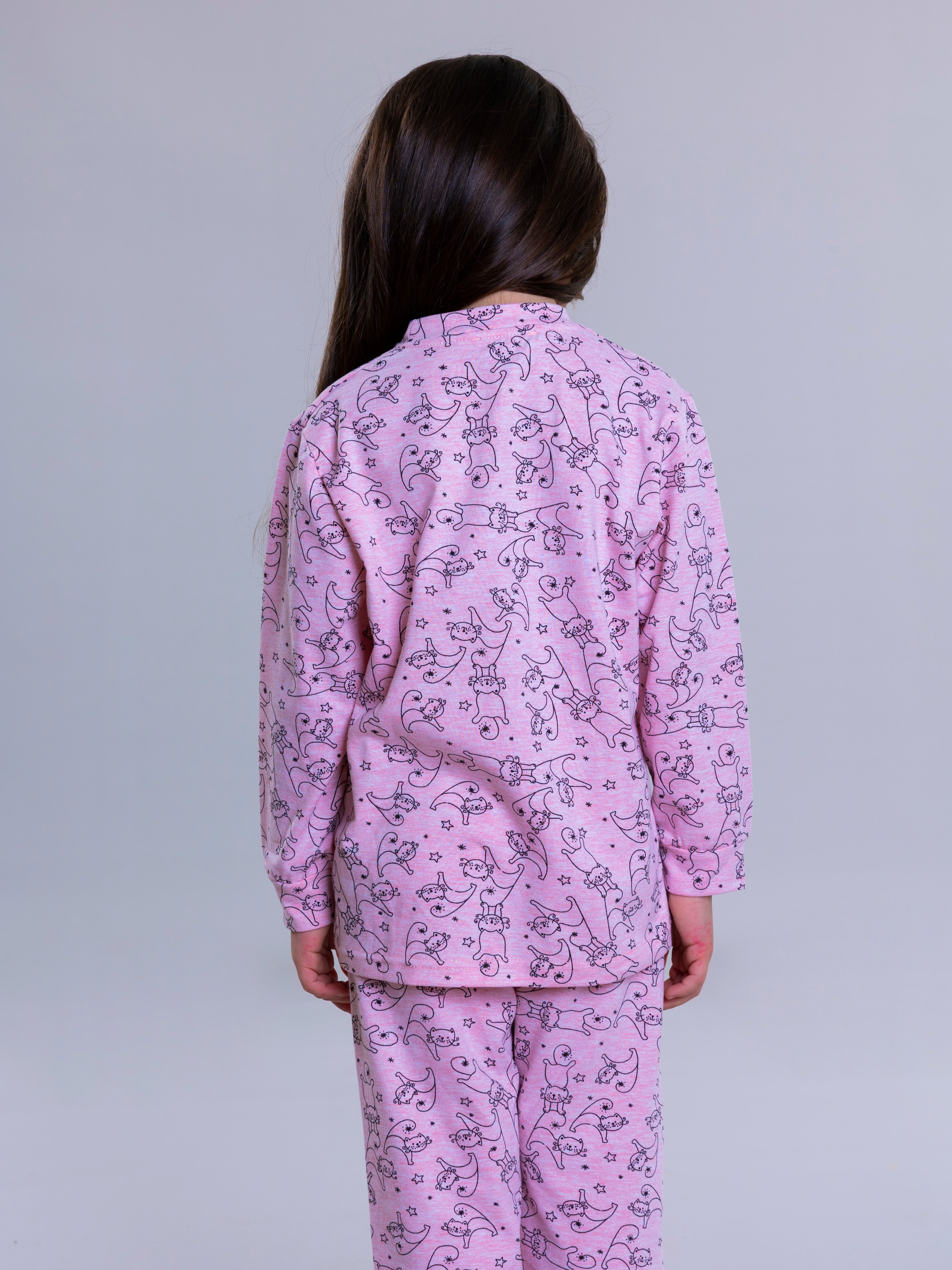 Cat Pyjama Set For Girls - Pink - Pear