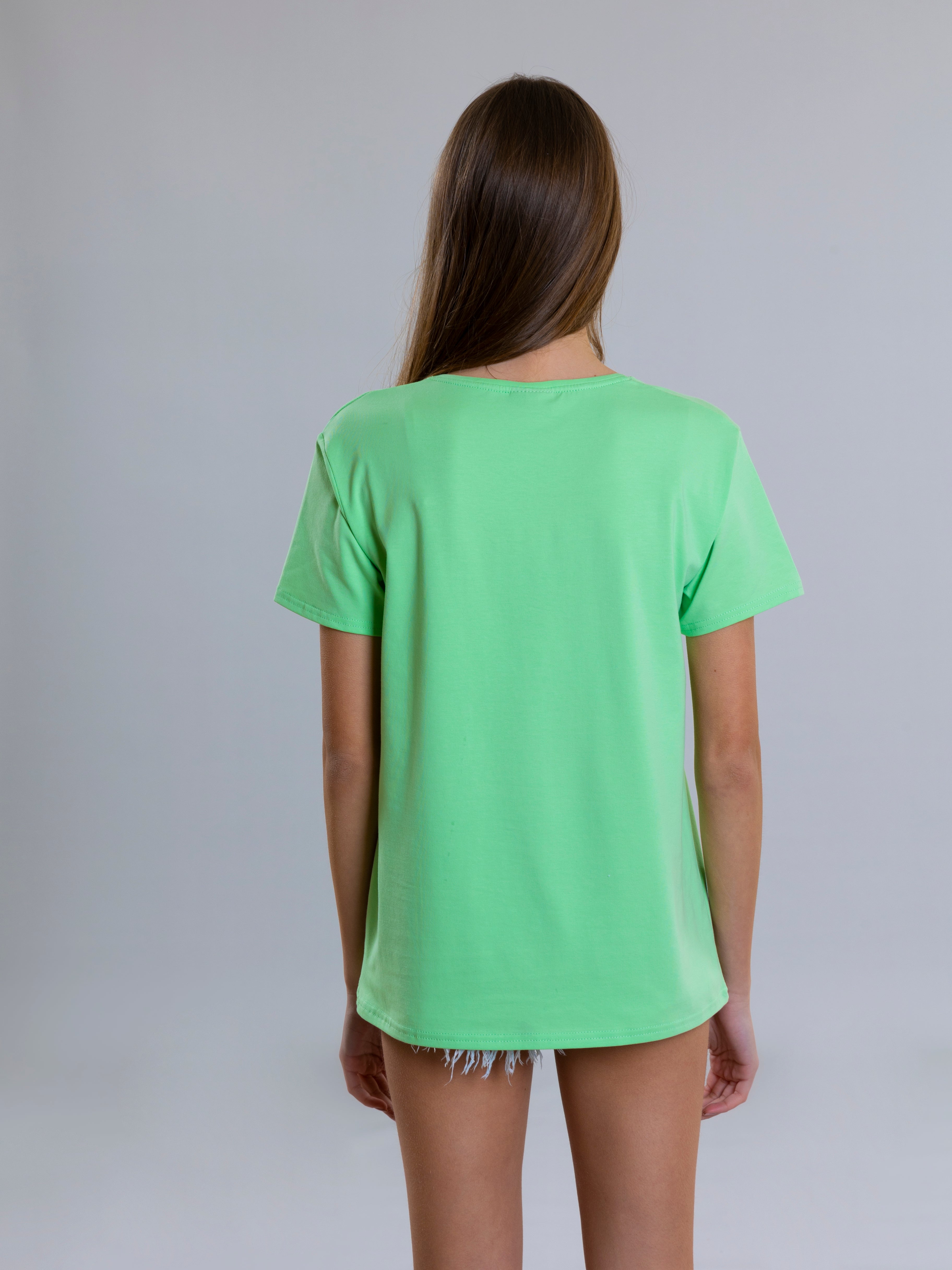 Elephant Embroidered T-Shirt For Women - Light Green