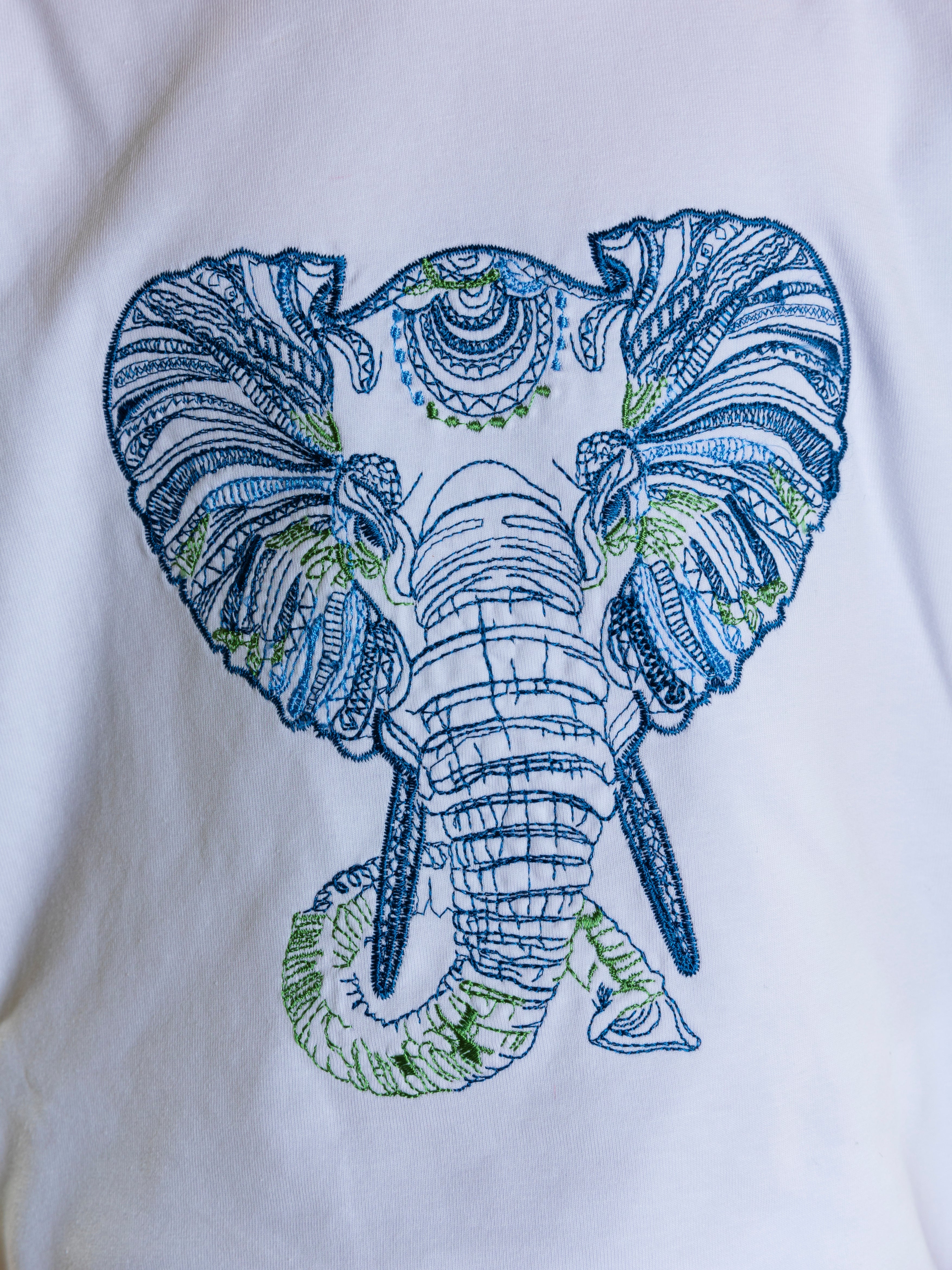 Elephant Embroidered Unisex T-Shirt - White