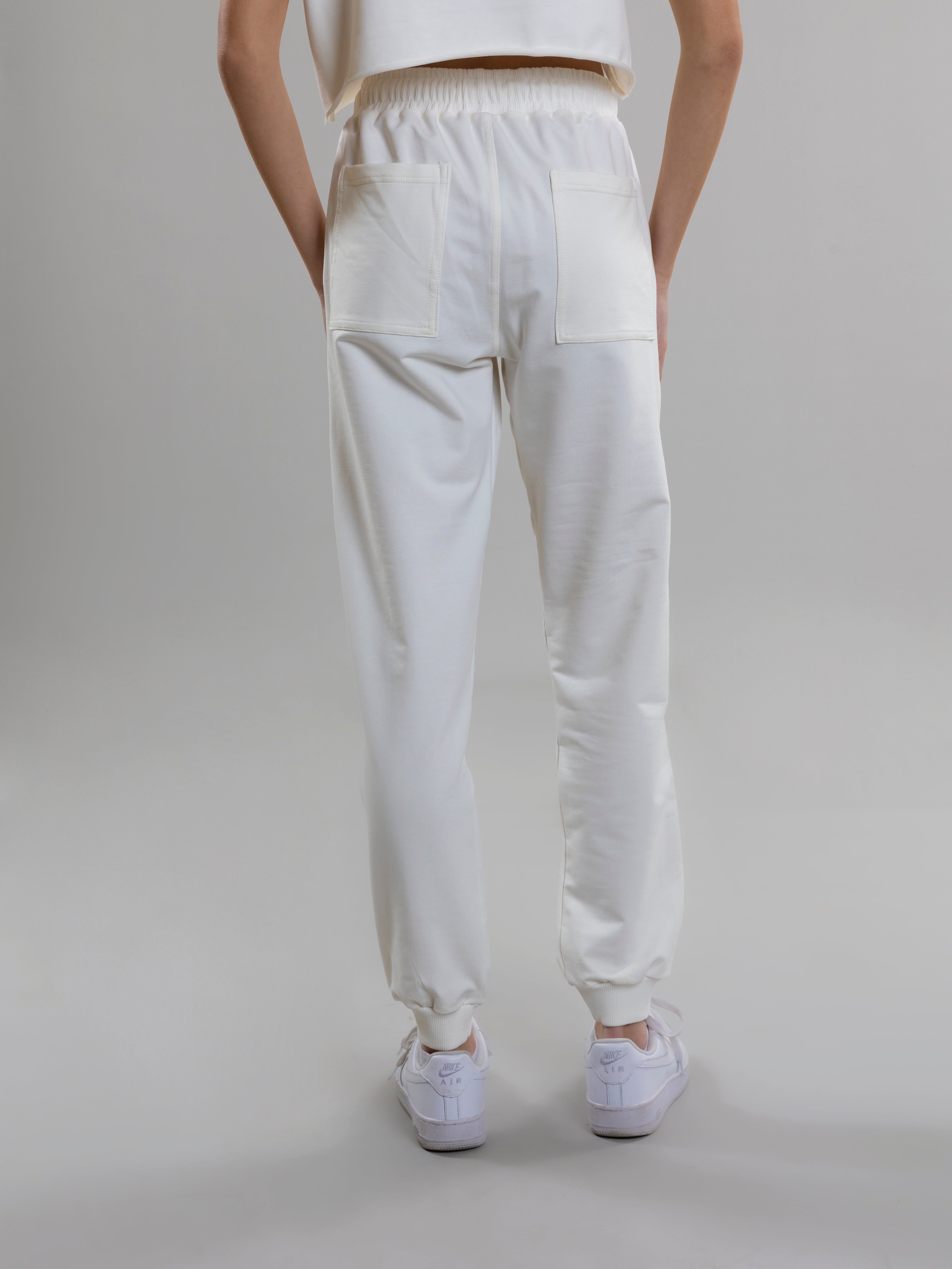 Heart Embroidred Sweat Pant For Women - White