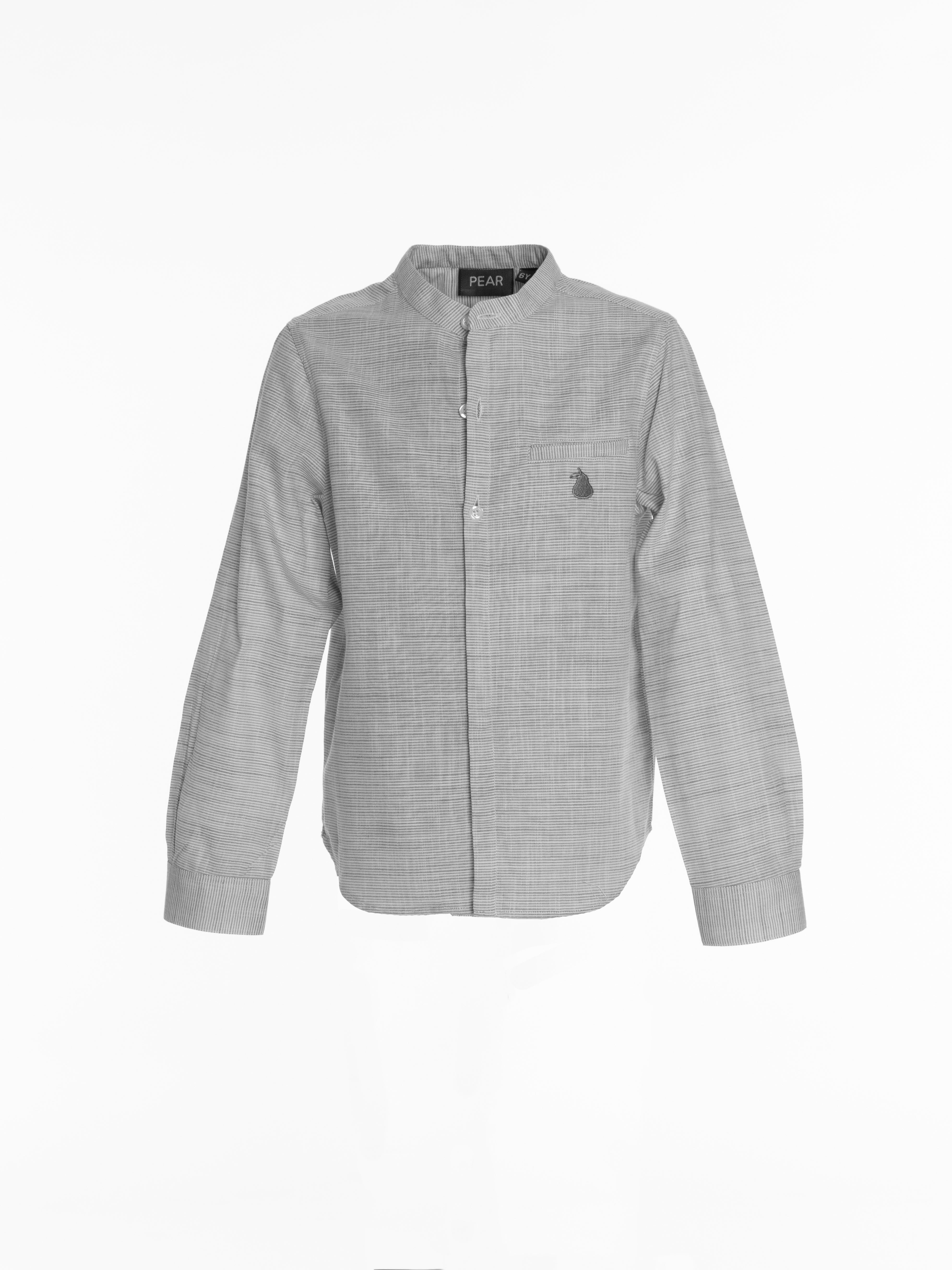 Col Mao Linen Shirt For Boys - Grey - Pear