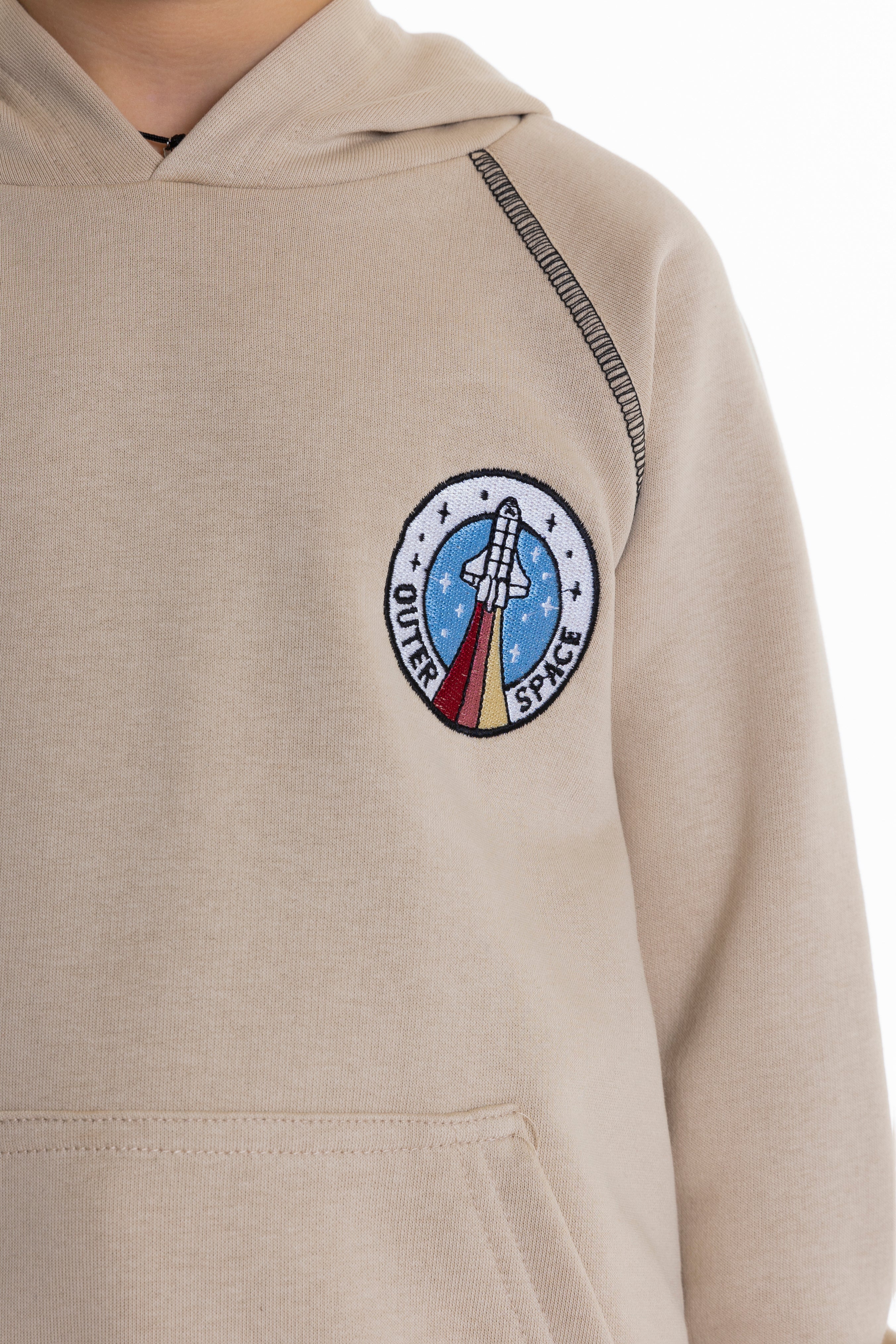 Rocket Sweatshirt with Hoodie For Boys - Beige - Pear