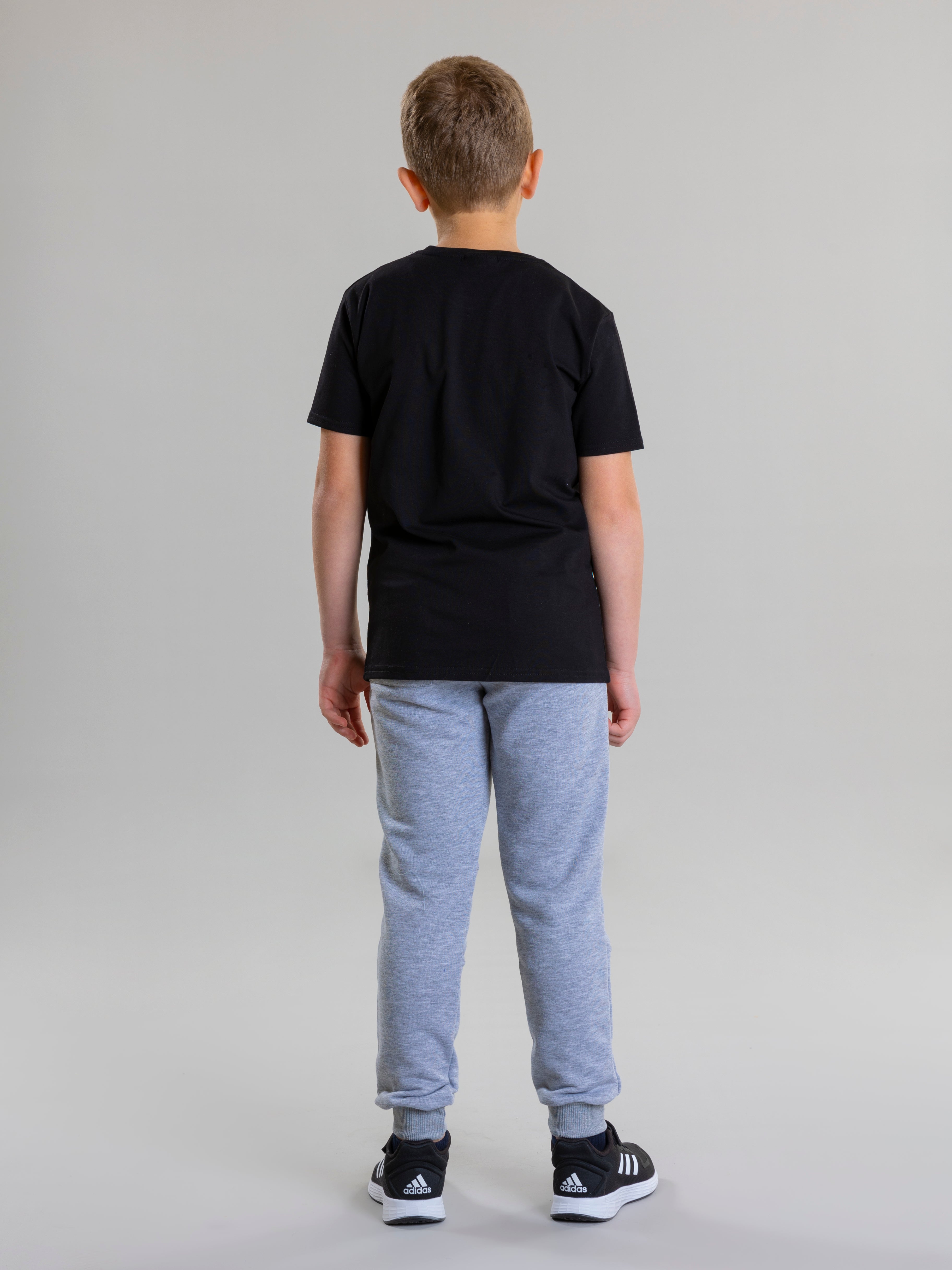 Rocket Embroidered For Boys Round Neck T-Shirt With Short Sleeves - Black