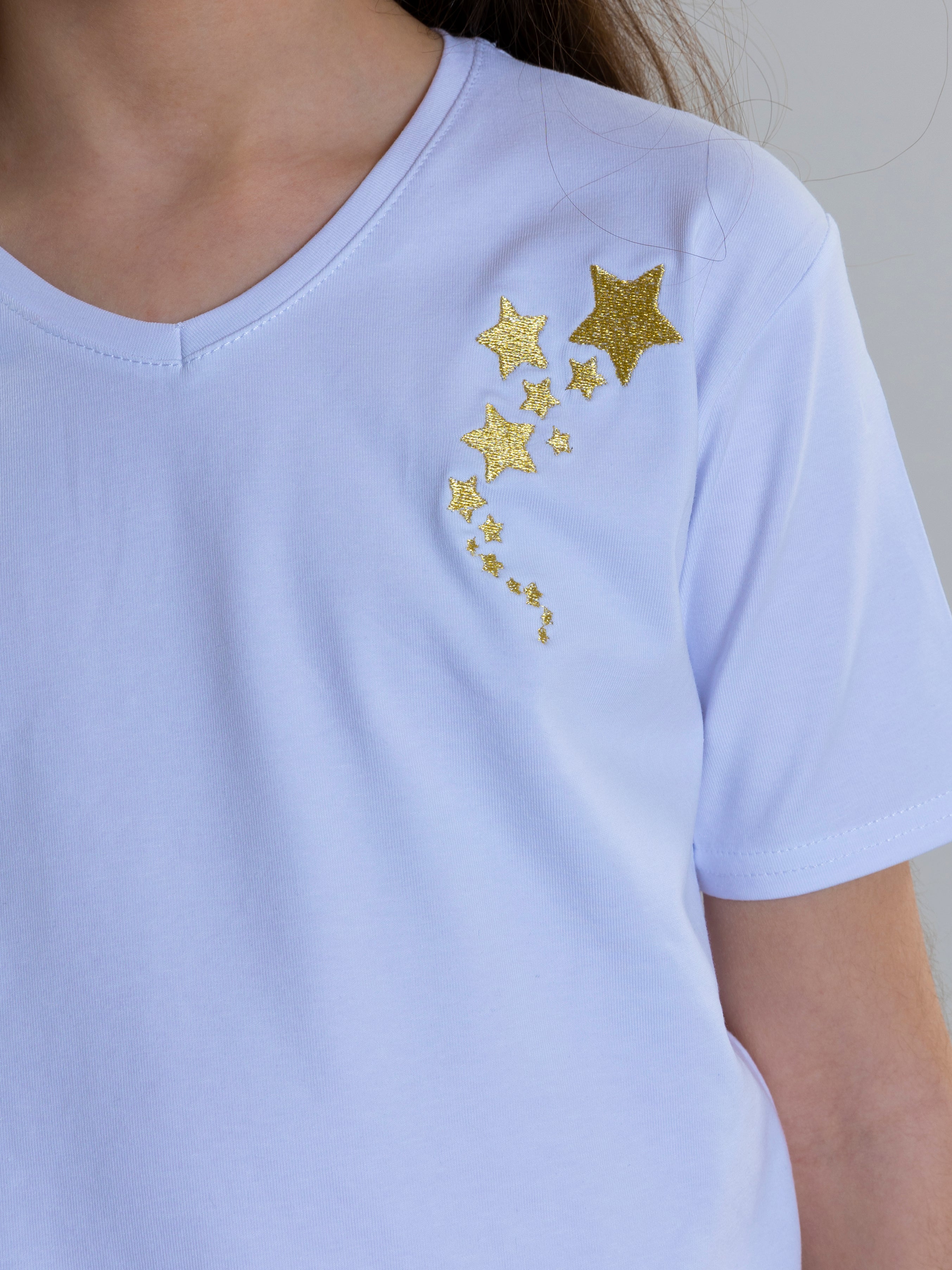 Star Embroidered Unisex T-Shirt - White