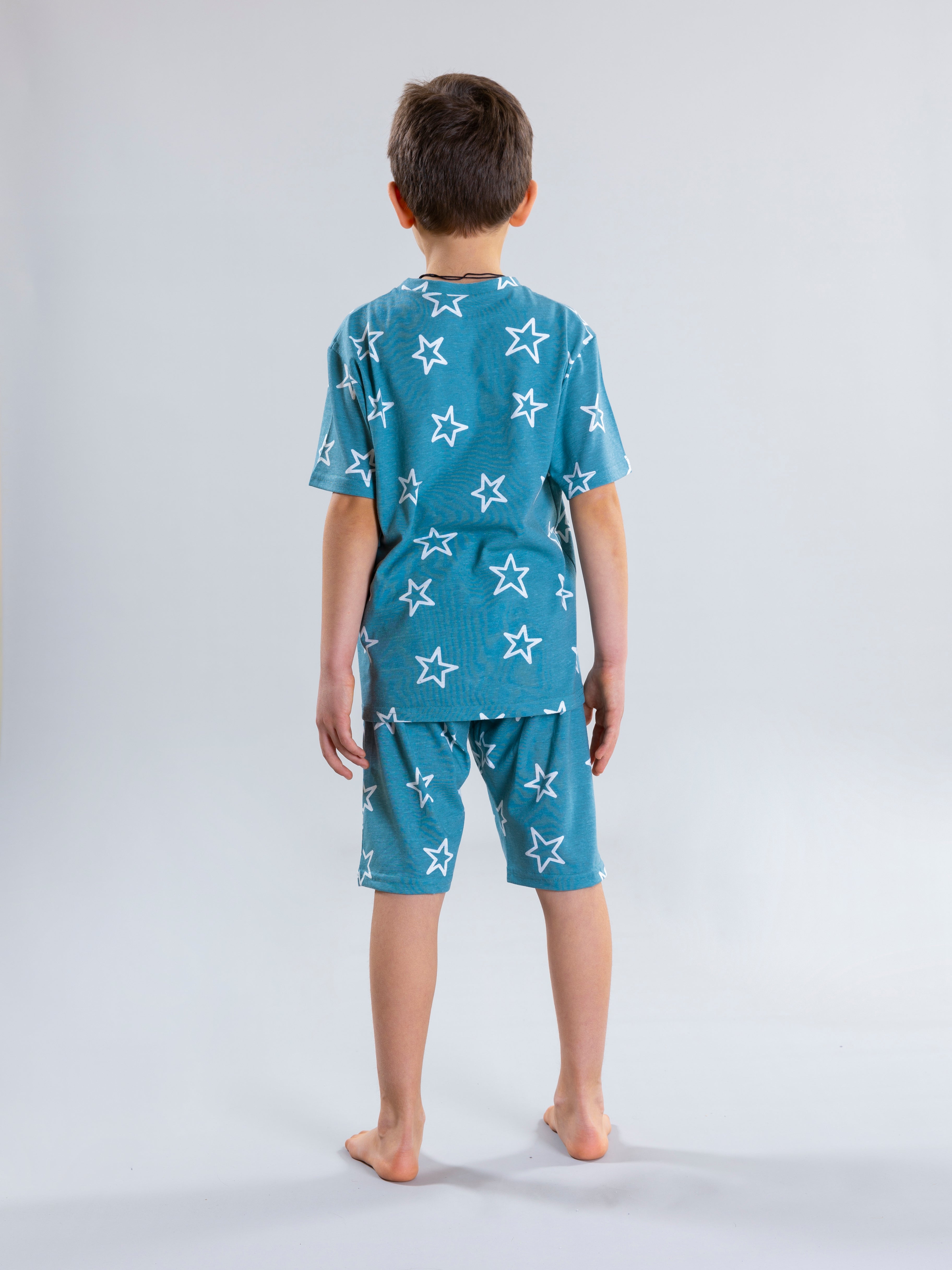 Star Design Pyjama Set For Boys - Green