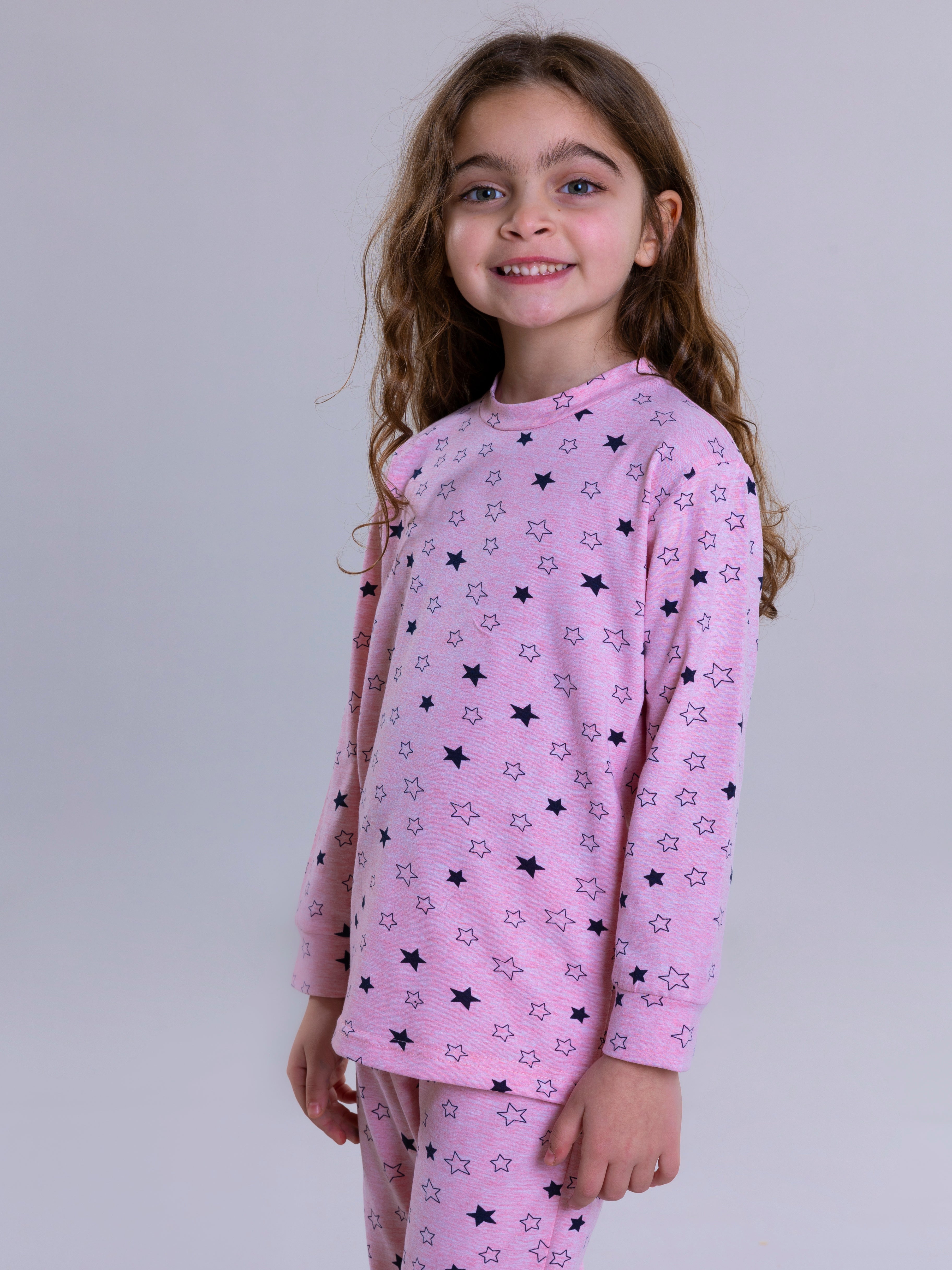 Star Pyjama Set For Girls - Pink - Pear