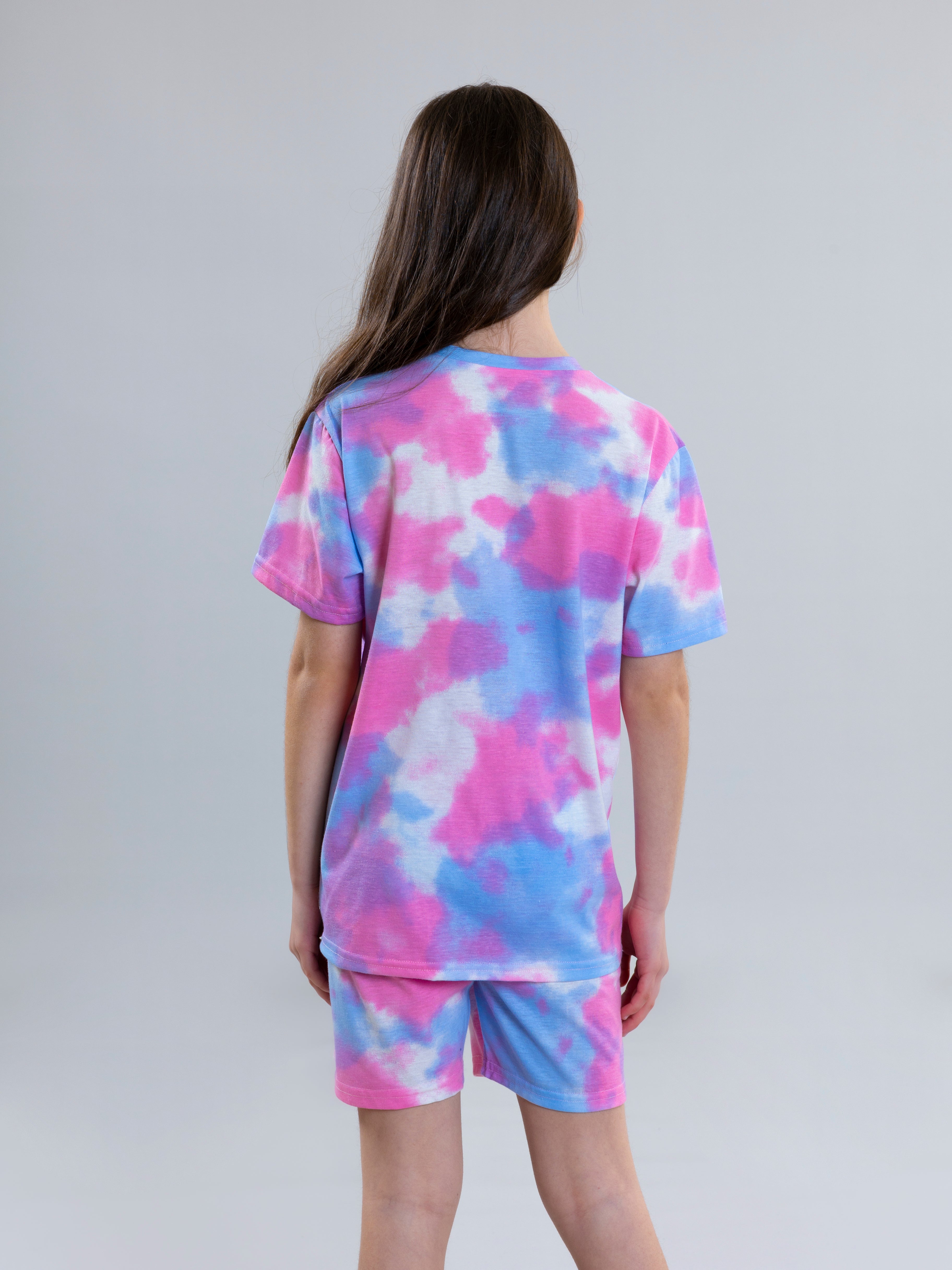 Tie Dye Pyjama Set For Girls - Pink