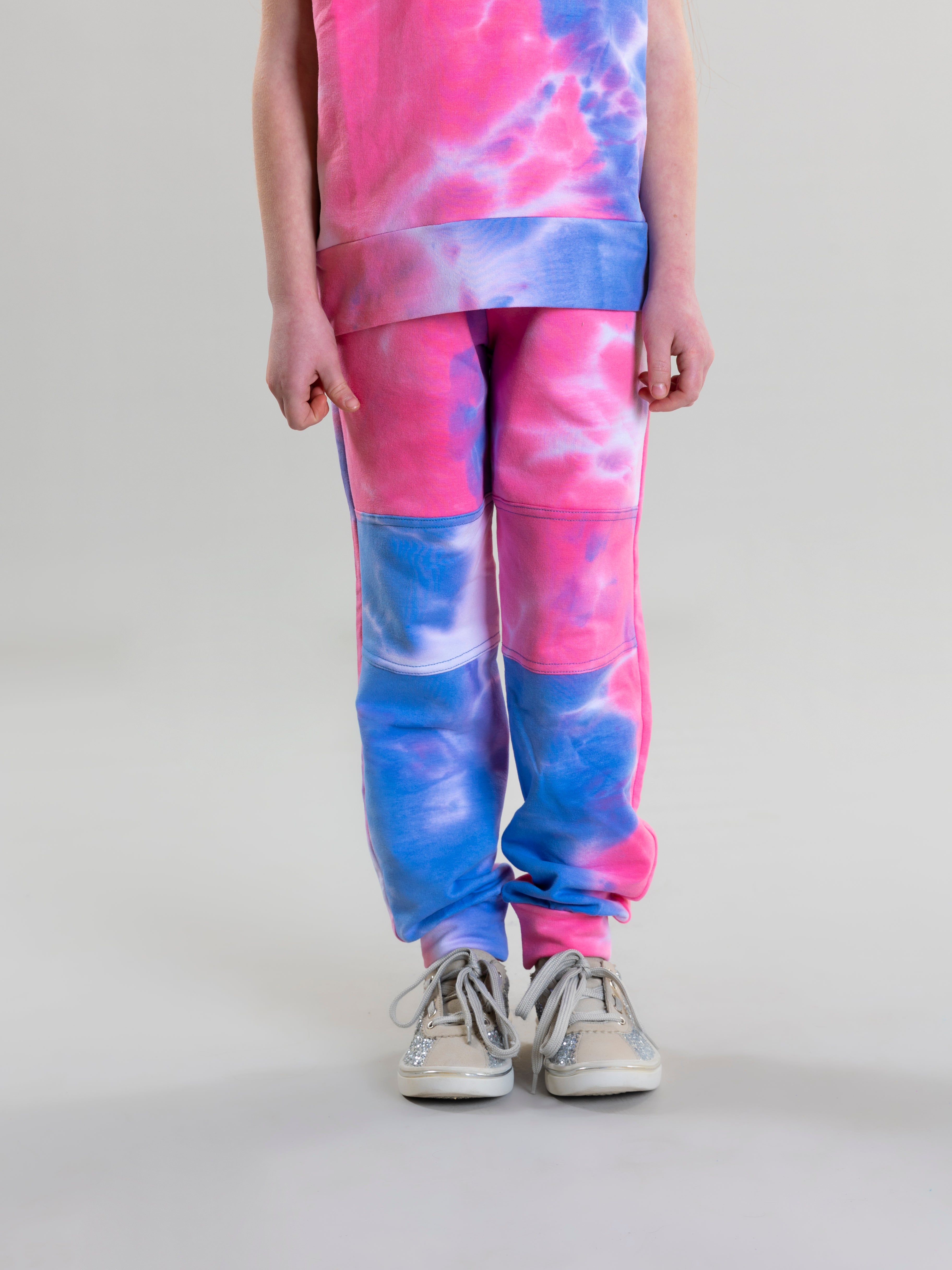 Tie Dye Sweatshirt Pant For Girls - Pink