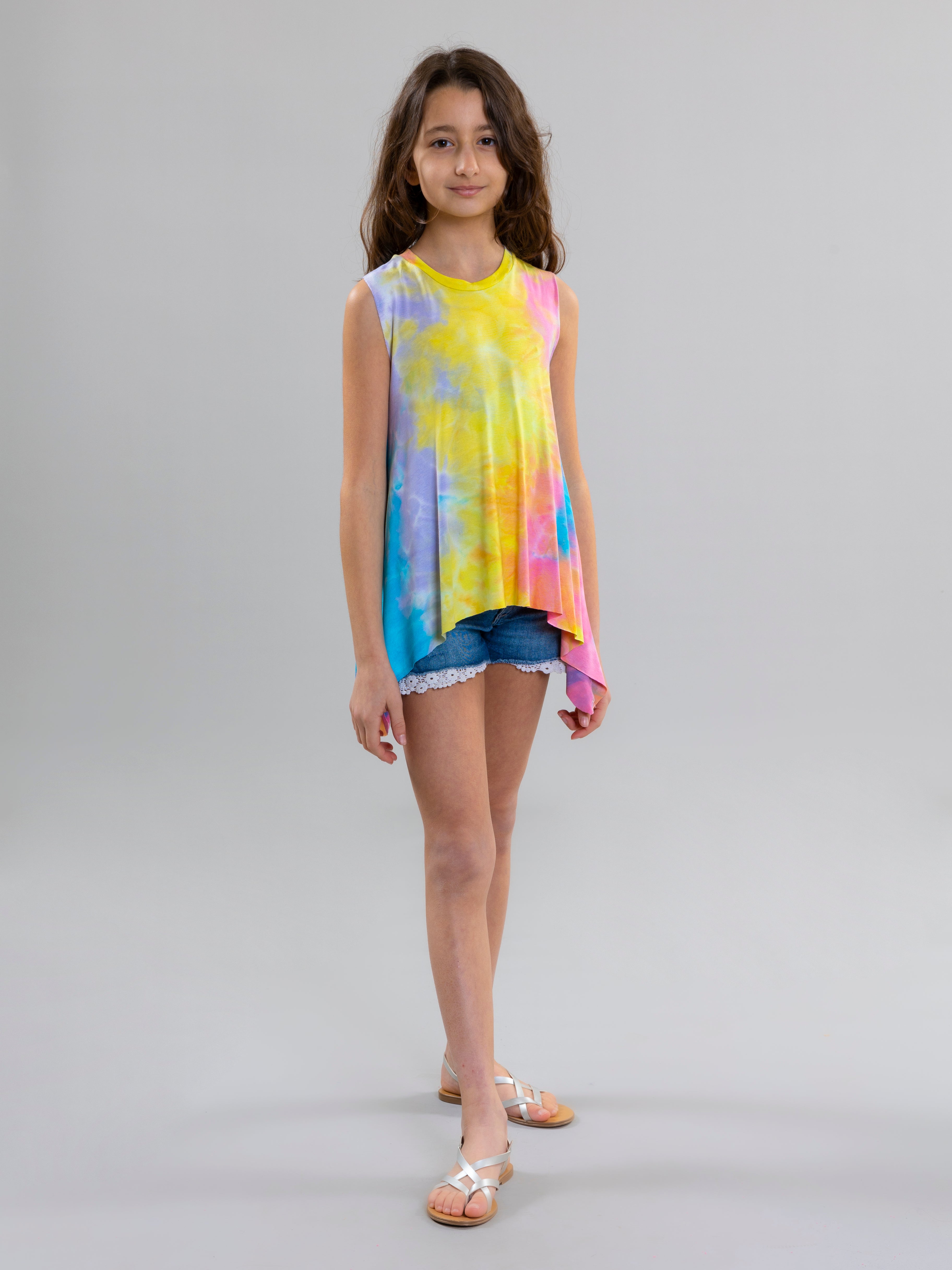 Tie Dye Tank Top For Girls - Blue