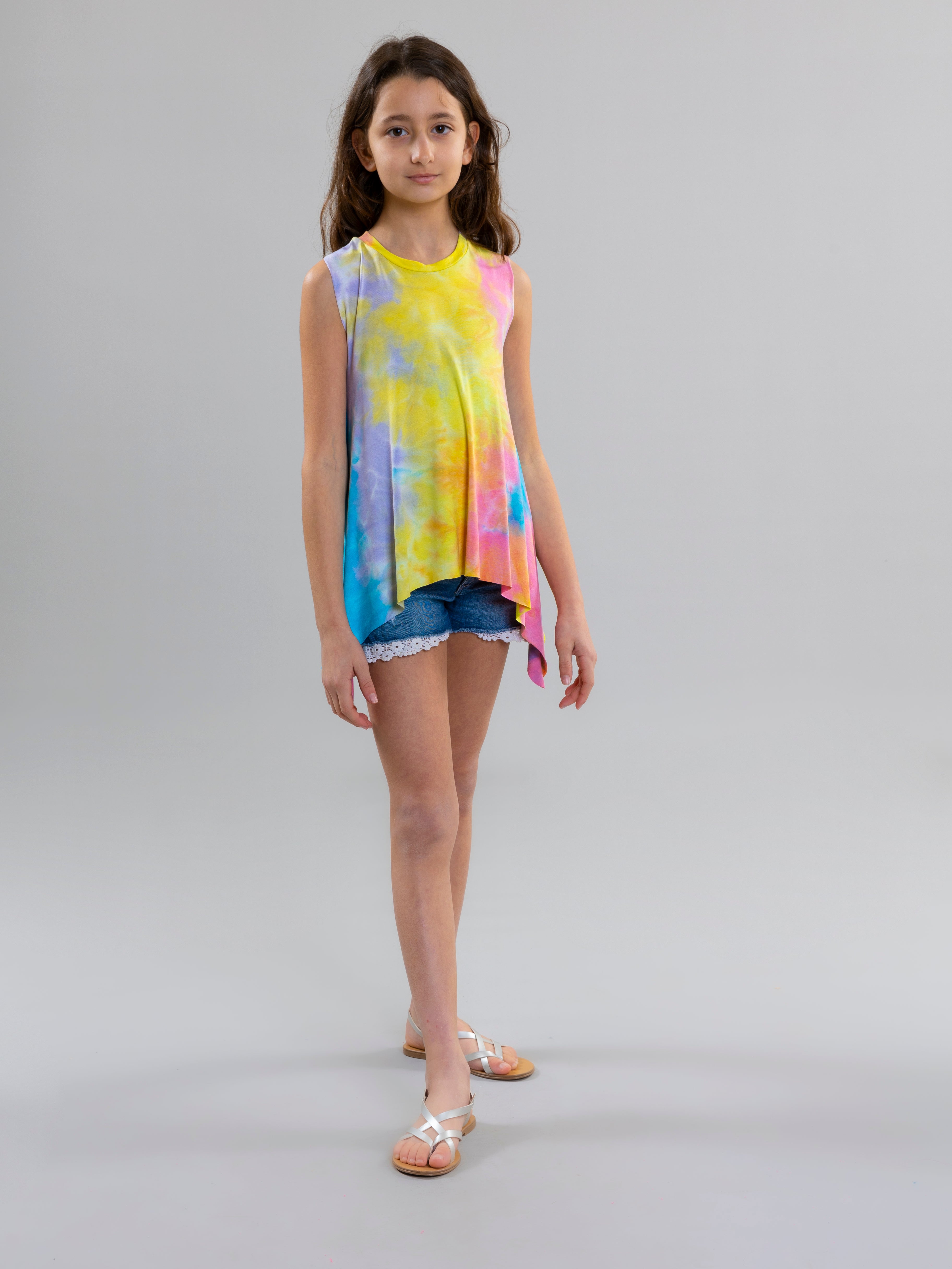 Tie Dye Tank Top For Girls - Blue