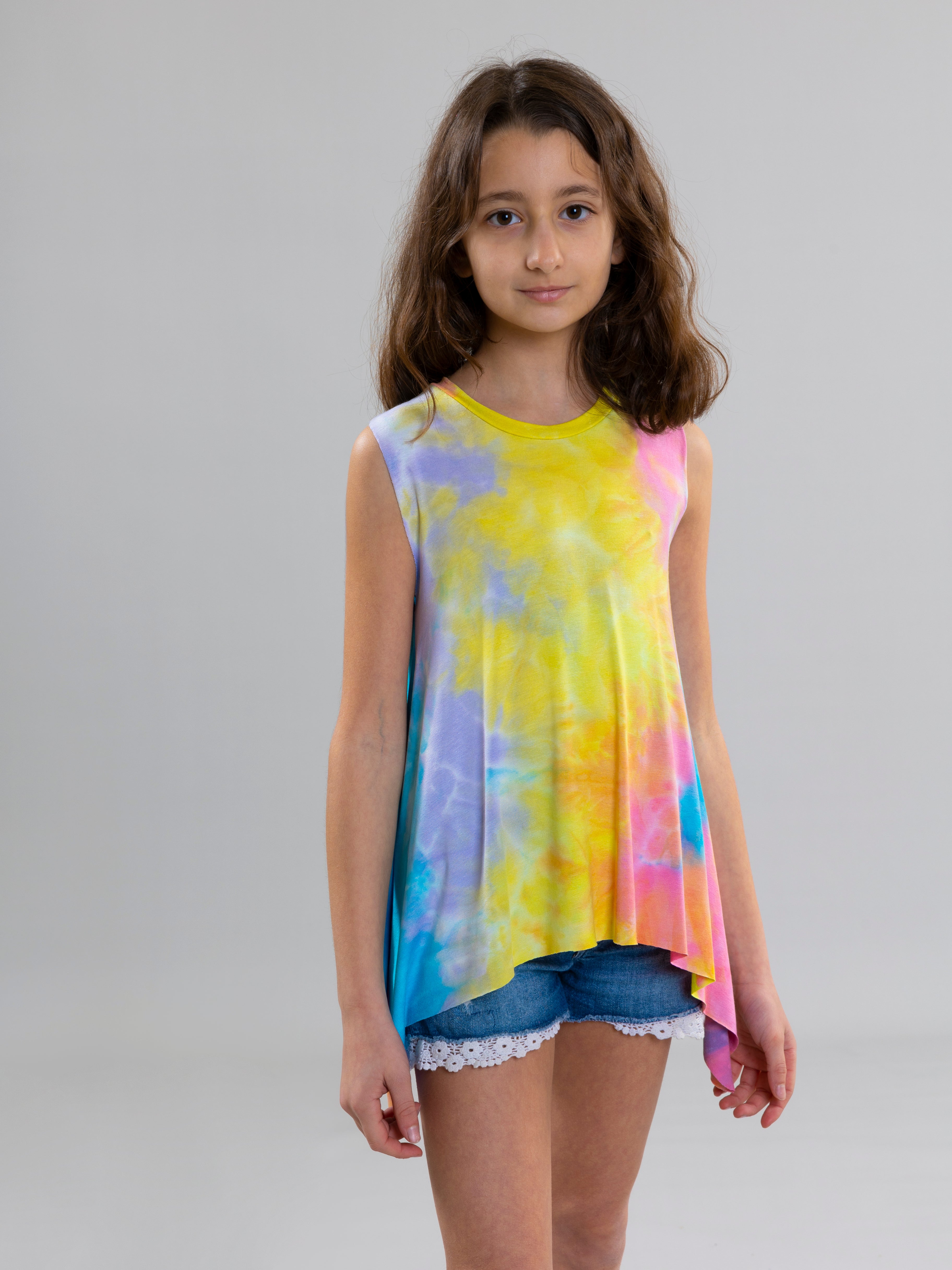 Tie Dye Tank Top For Girls - Blue