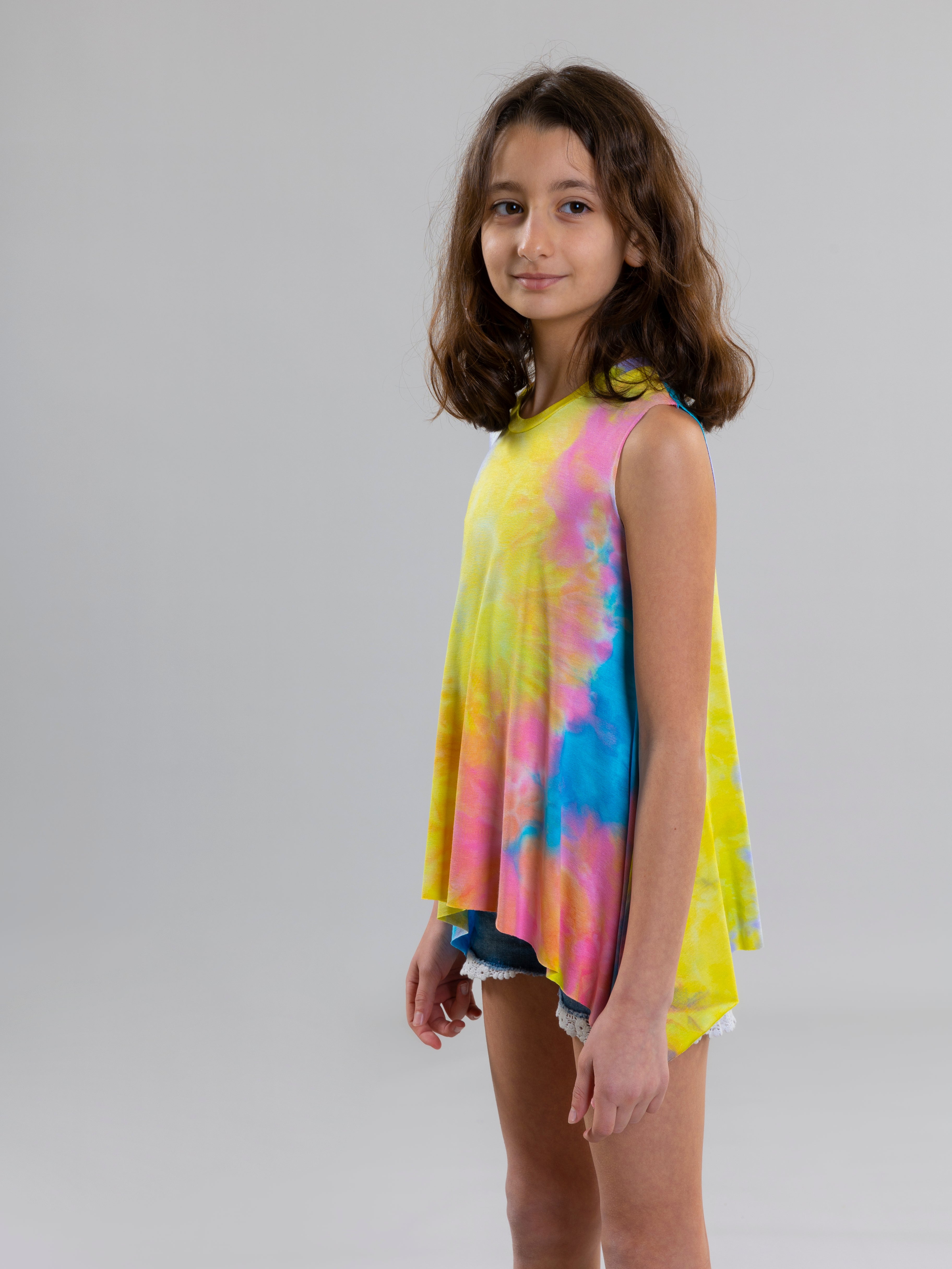 Tie Dye Tank Top For Girls - Blue