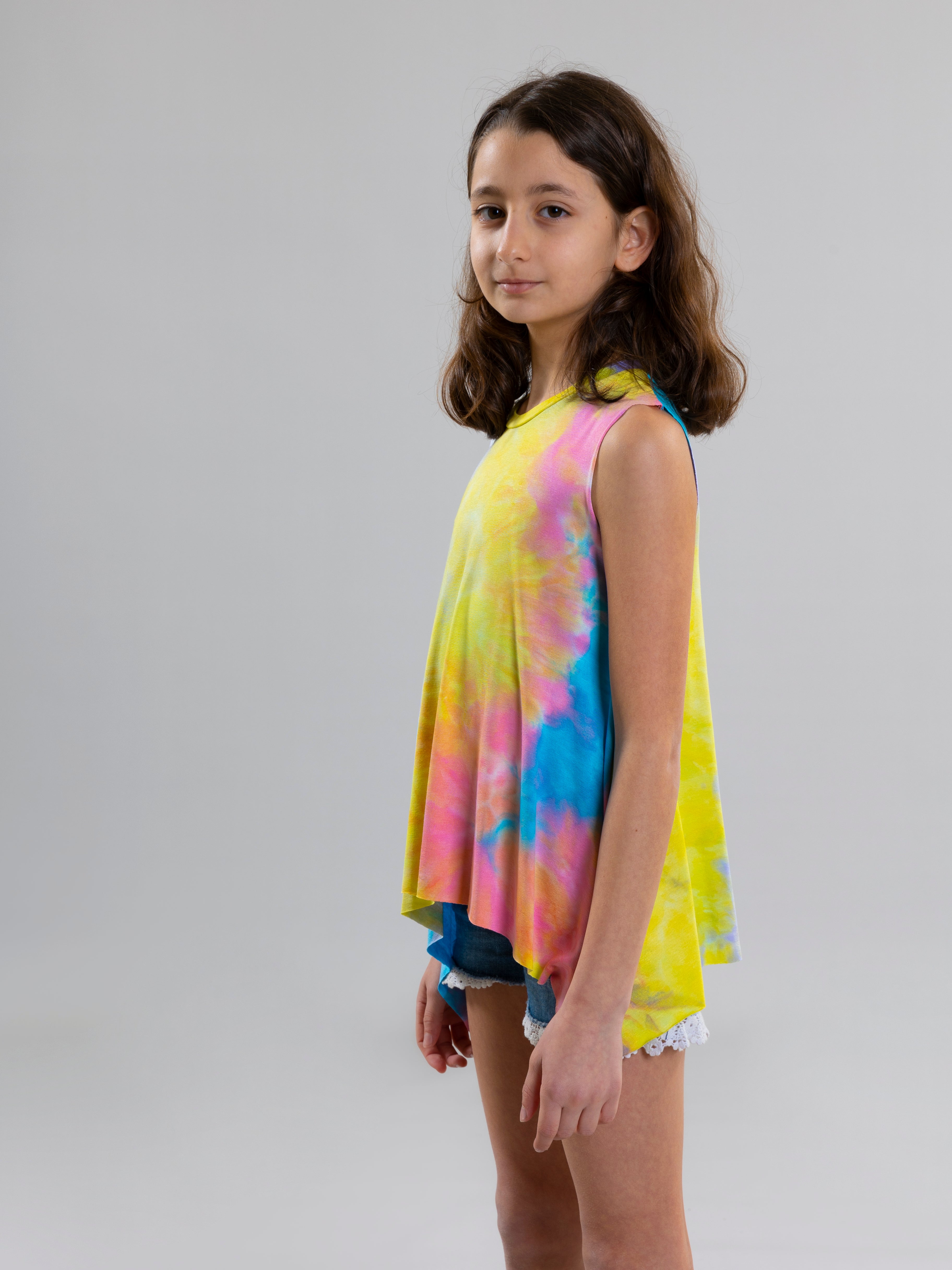 Tie Dye Tank Top For Girls - Blue